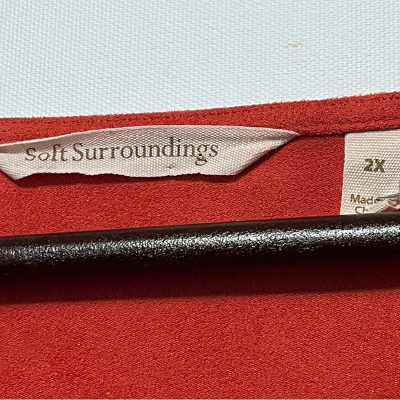 SOFT SURROUNDINGS Sz 2X Tunic Top Faux Suede STRETCH Roll-Tab Sleeve Orange FALL - Picture 5 of 16